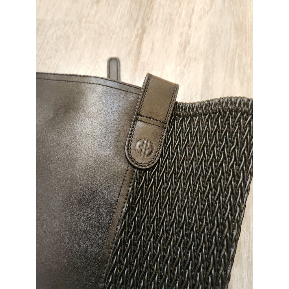 Cole Haan Chelsey Leather Black Tall Riding Boots Woven Back Buckle Detail 6B - Picture 6 of 14